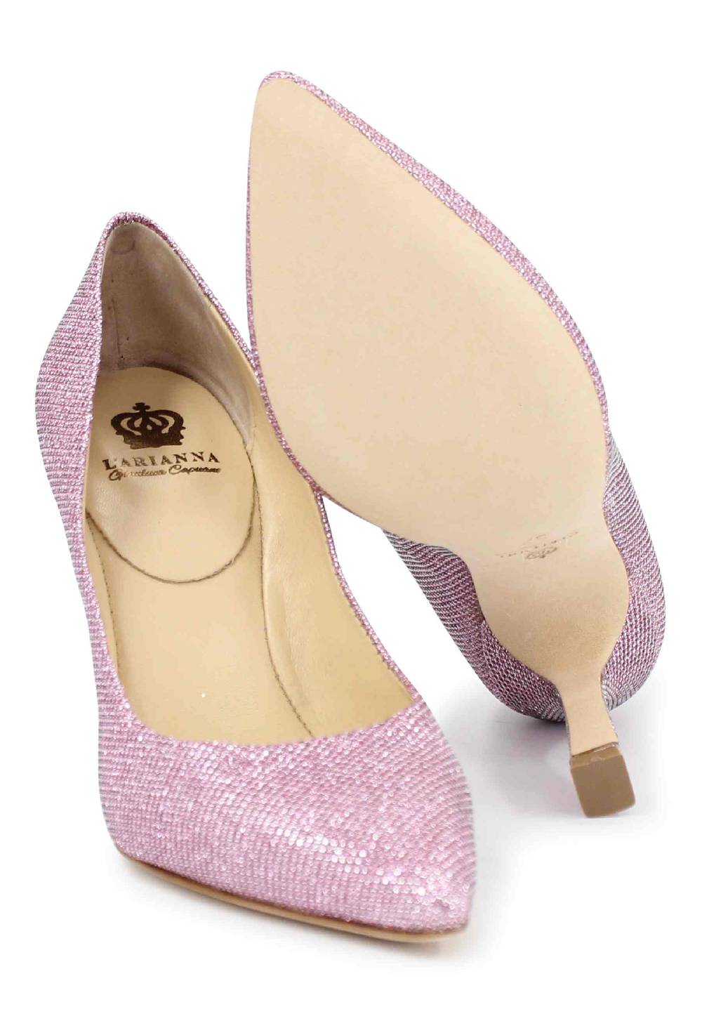 L'ARIANNA Decollete DE1002/RT donna in tessuto lux rosa con tacco alto Novità