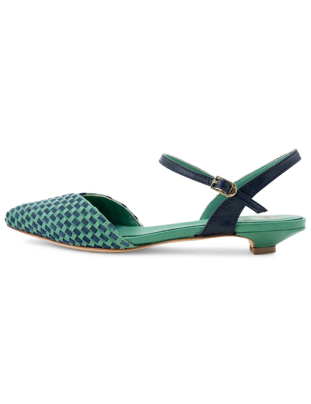 L'ARIANNA Ballerine BL1488/rt da donna in pelle verde e camoscio abisso con cinturino alla caviglia L'Arianna 2025