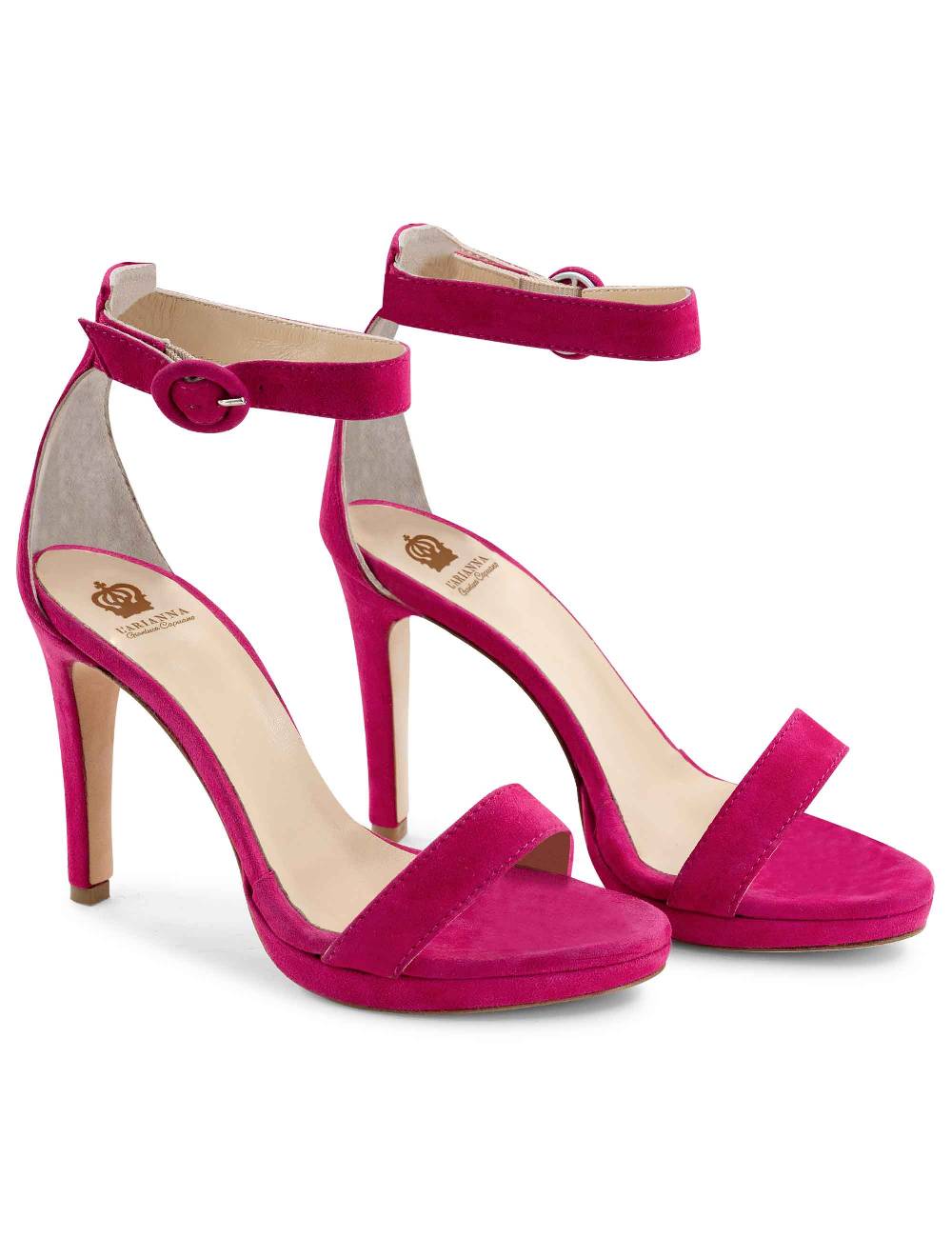 L'ARIANNA Sandali DS7016 donna in camoscio fucsia tacco alto e cinturino alla caviglia Convenienza
