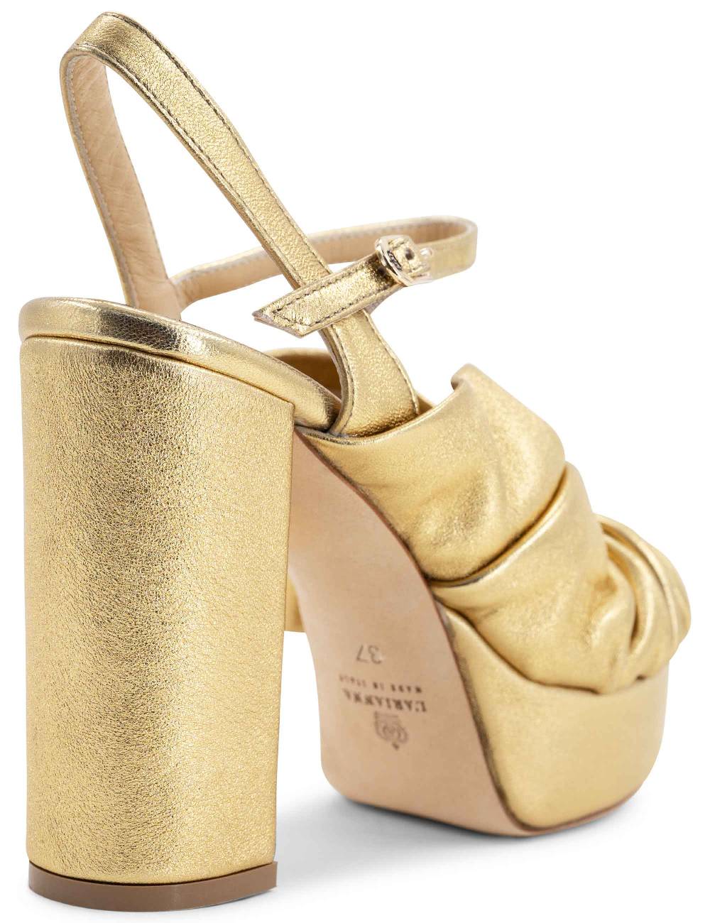 L'ARIANNA Sandali DS1609 donna in pelle laminata oro con tacco alto e plateau Hotsell