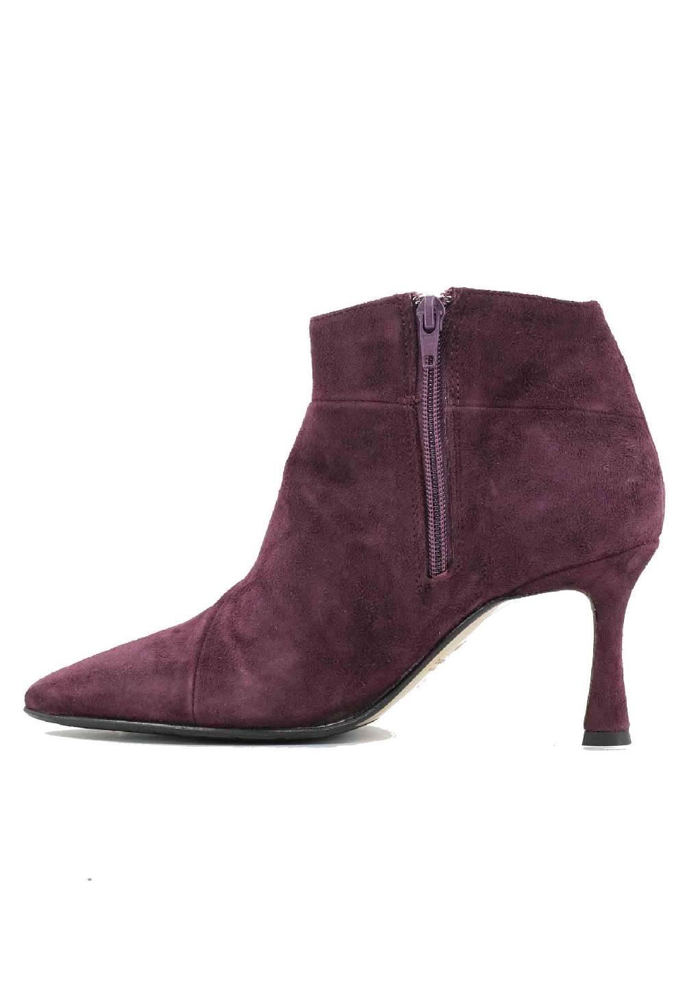L'ARIANNA Stivaletti TR1672/RT in camoscio prugna con tacco alto Shopping Online