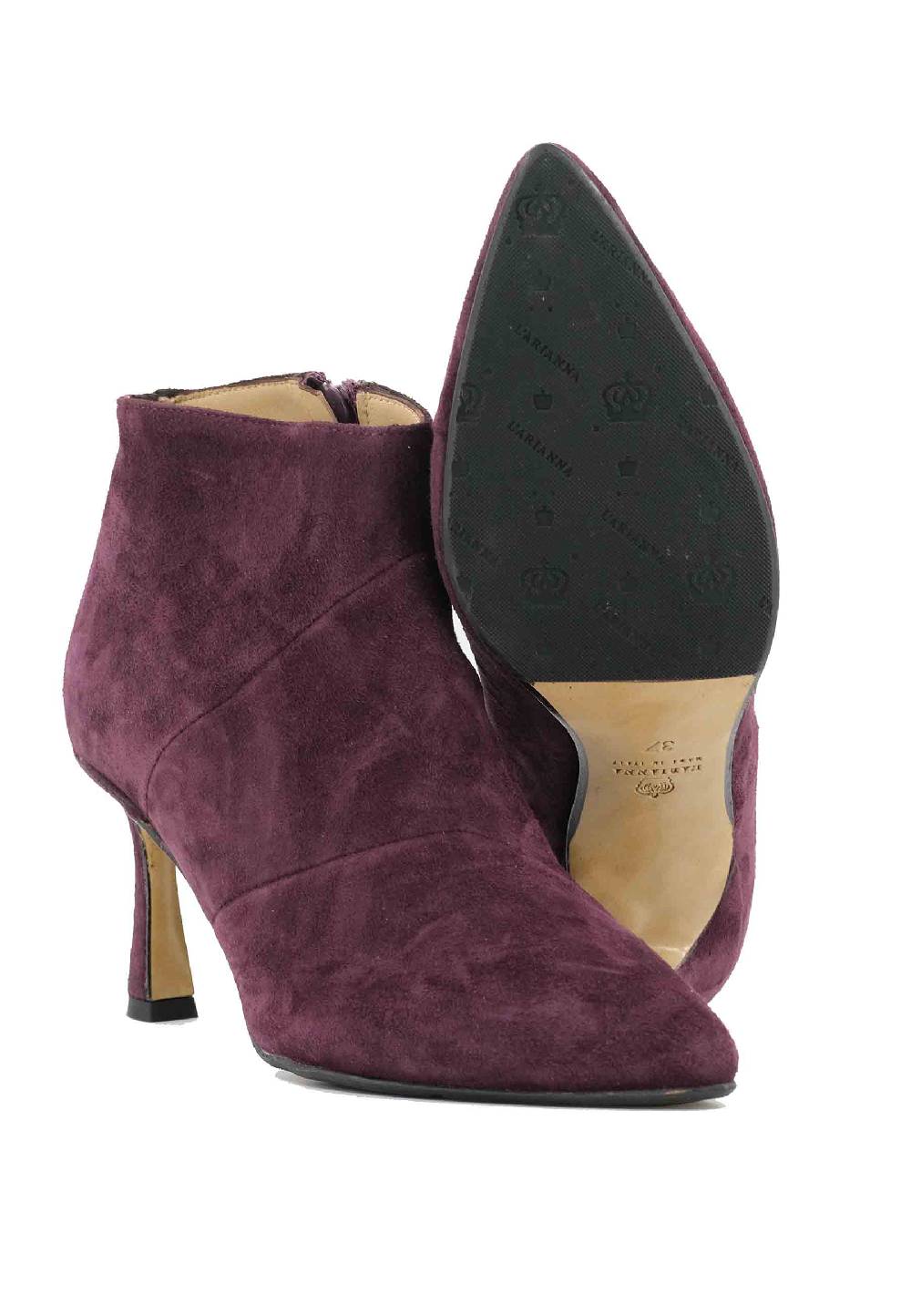 L'ARIANNA Stivaletti TR1672/RT in camoscio prugna con tacco alto Shopping Online