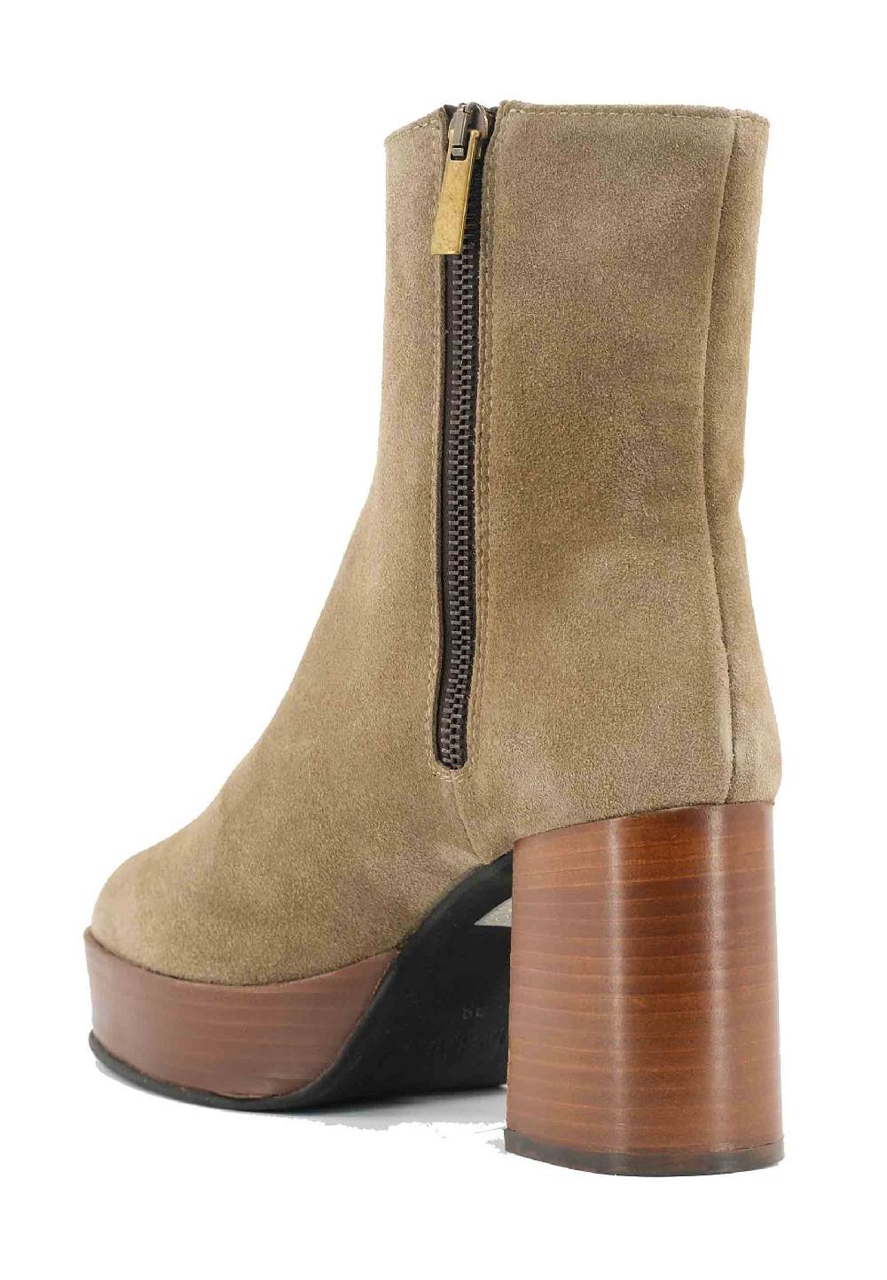 L'ARIANNA Stivaletti TR1556 in camoscio verde con tacco alto e plateau con zip laterale di chiusura Presa