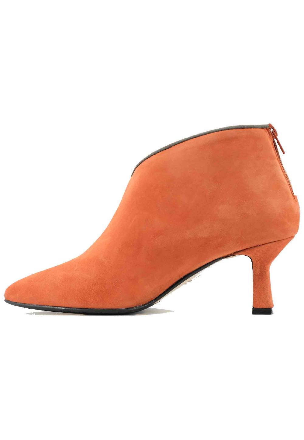 L'ARIANNA Stivaletti TR1662/RT in camoscio arancione con zip posteriore Vendita Economica