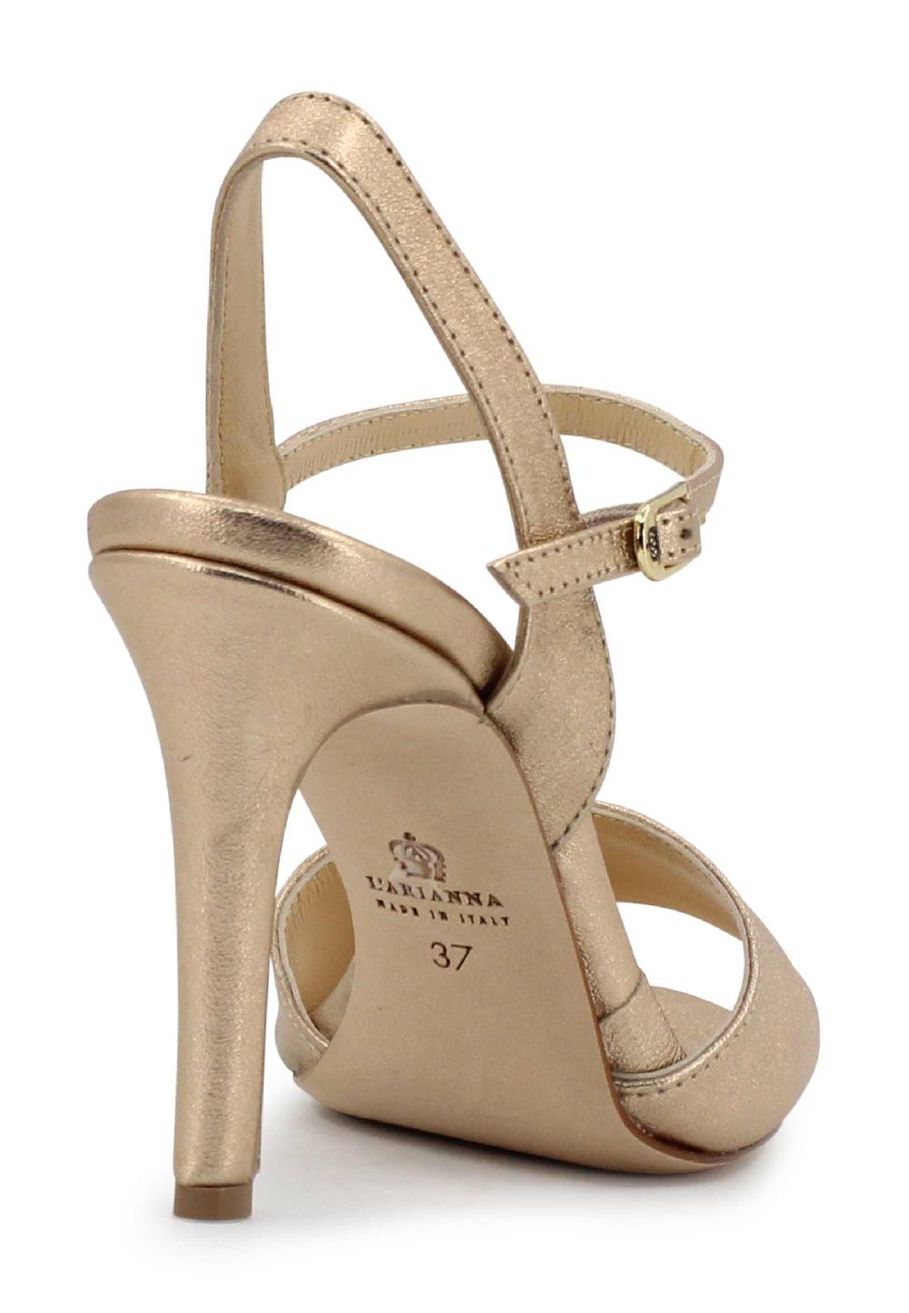 L'ARIANNA Sandali DS7053 donna in pelle laminata nude con tacco alto e cinturino alla caviglia Promozione