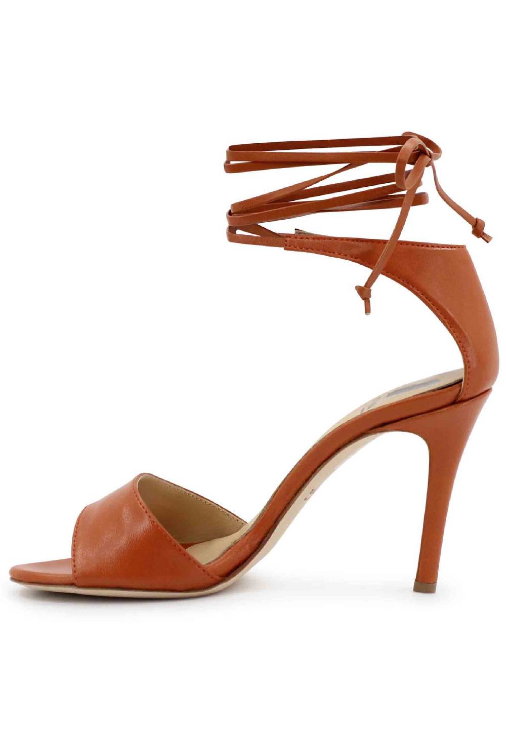 L'ARIANNA Sandali DS7042 da donna in pelle mattone tacco alto con tacco alto e laccetti alla caviglia Soddisfazione Garantita