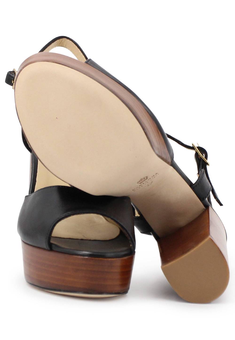L'ARIANNA Sandali ds7010 donna in pelle nera con cinturino tacco alto e plateau Negozi Online