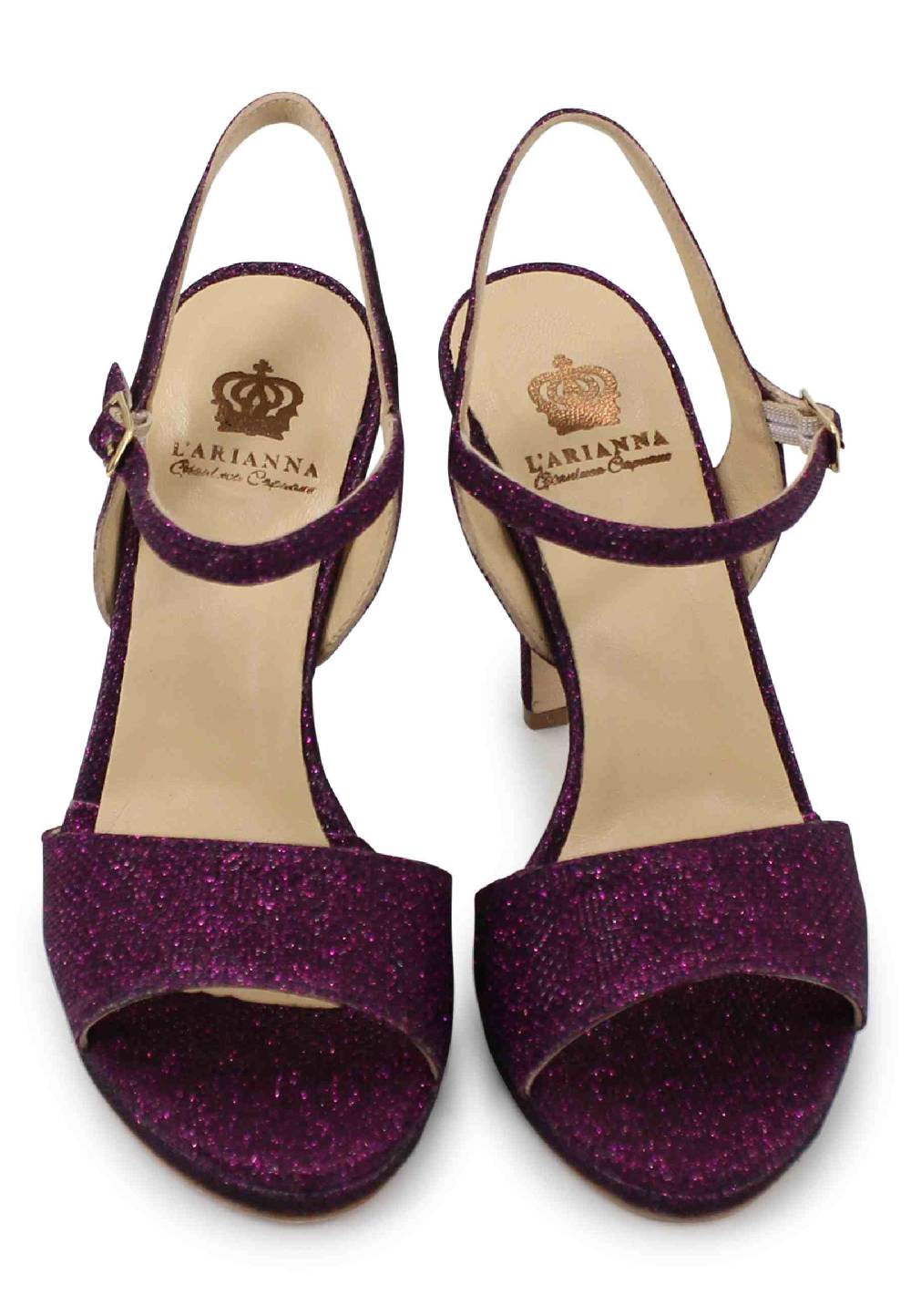 L'ARIANNA Sandali DS7055 donna in glitter viola con tacco alto a spillo Offerte