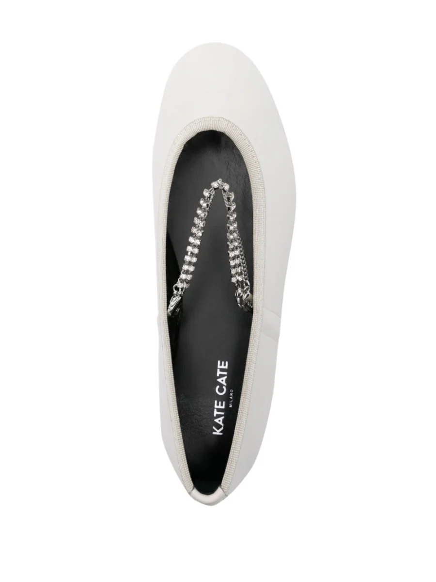 Kate Cate JULIETTE CHAIN IN OFF WHITE CALFSKIN LEATHER Vendite Flash