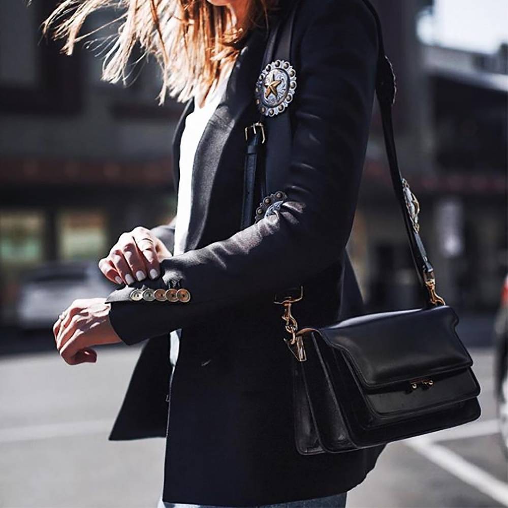 Kate Cate REGINA SHOULDER STRAP BLACK NAPPA CALFSKIN Spedizione Gratuita