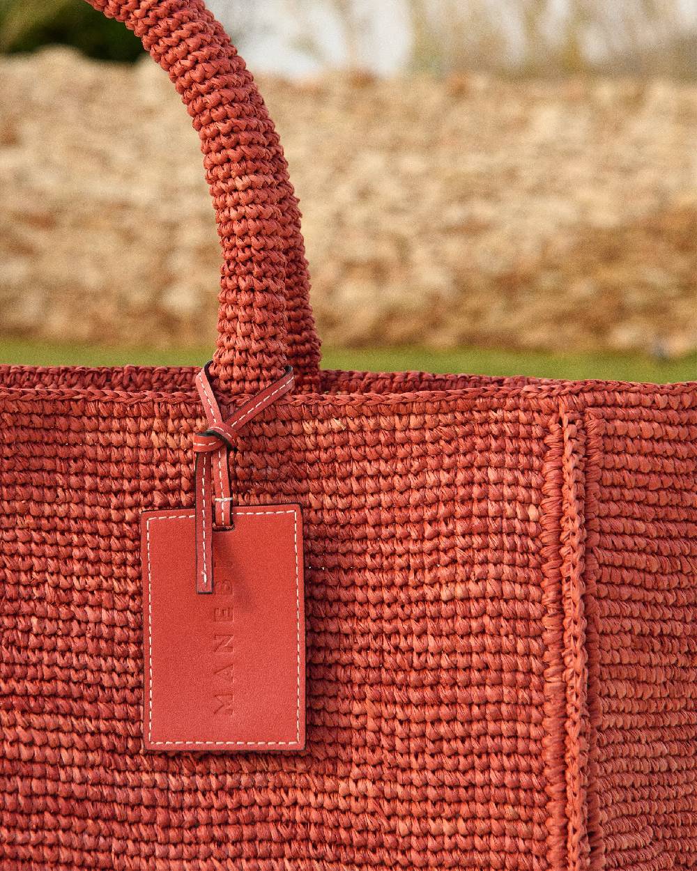 Manebí Raffia Sunset Bag Large - Rust Vendita