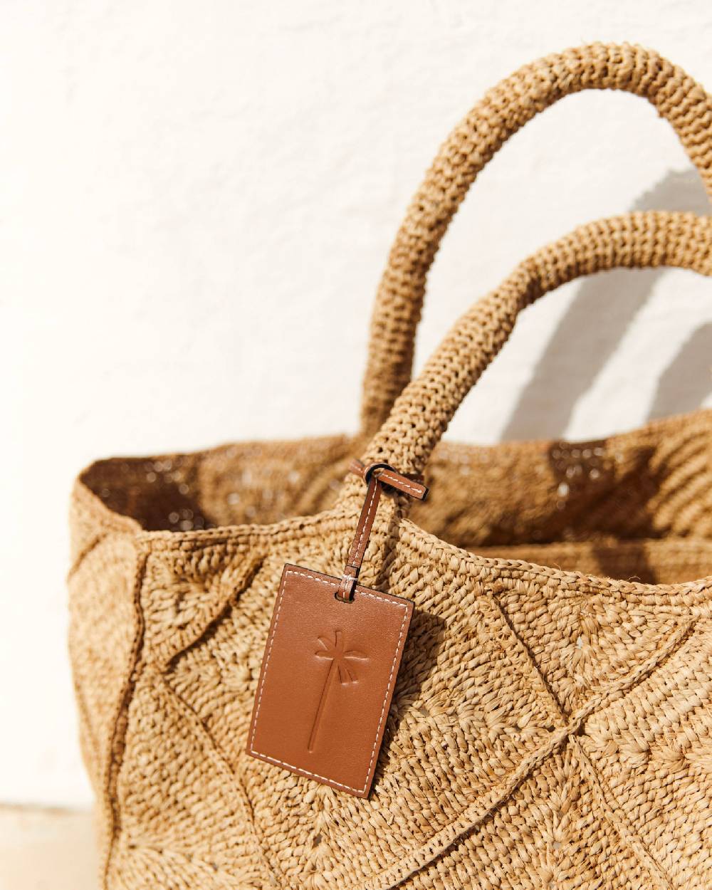 Manebí Raffia Crochet Sunset Bag Large - Tan Novità