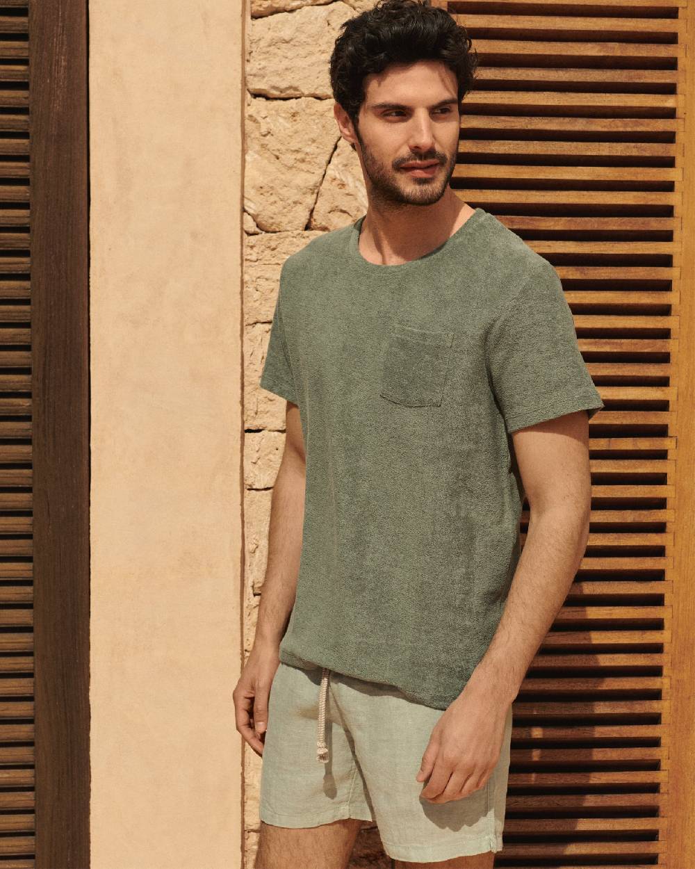 Manebí Terry Cotton Emilio T-Shirt - Made in Portugal Kaki Terry Cotton Presa