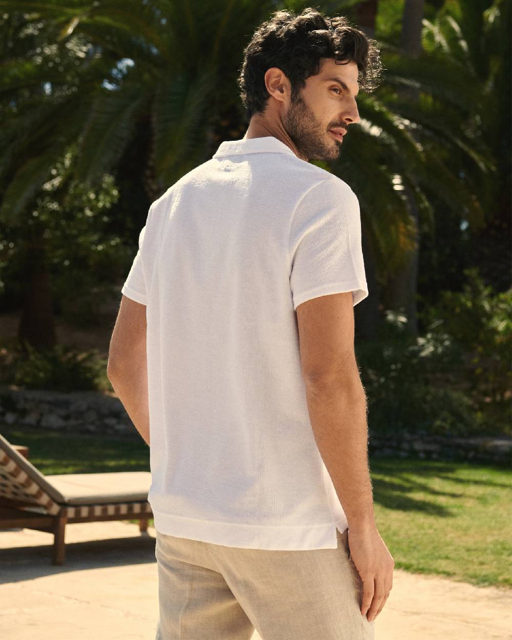 Manebí Organic Terry Cotton Olive Polo Shirt - Short Sleeves White Hotsell
