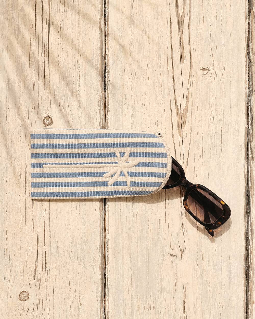 Manebí Canvas Sunglasses Case - Portofino White \u0026 Indigo Stripes 2025