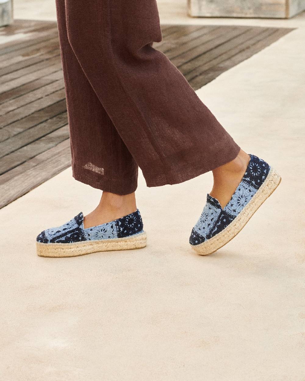Manebí Cotton Crochet|Double Sole Espadrilles - Indigo \u0026 Navy Blue Promozione