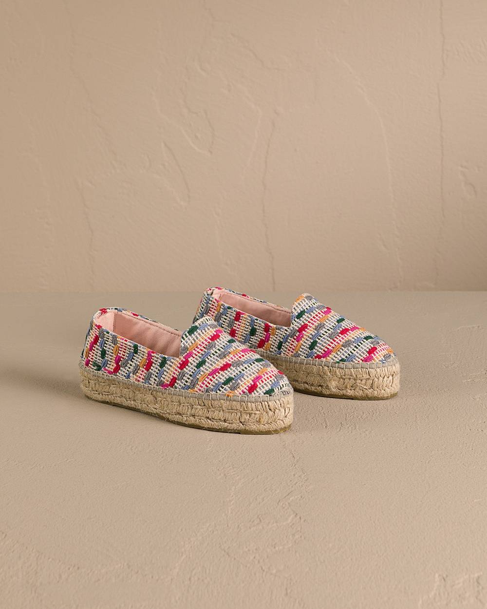 Manebí Cotton Jaquard|Double Sole Espadrilles - Multicolor Stripes Negozi Online
