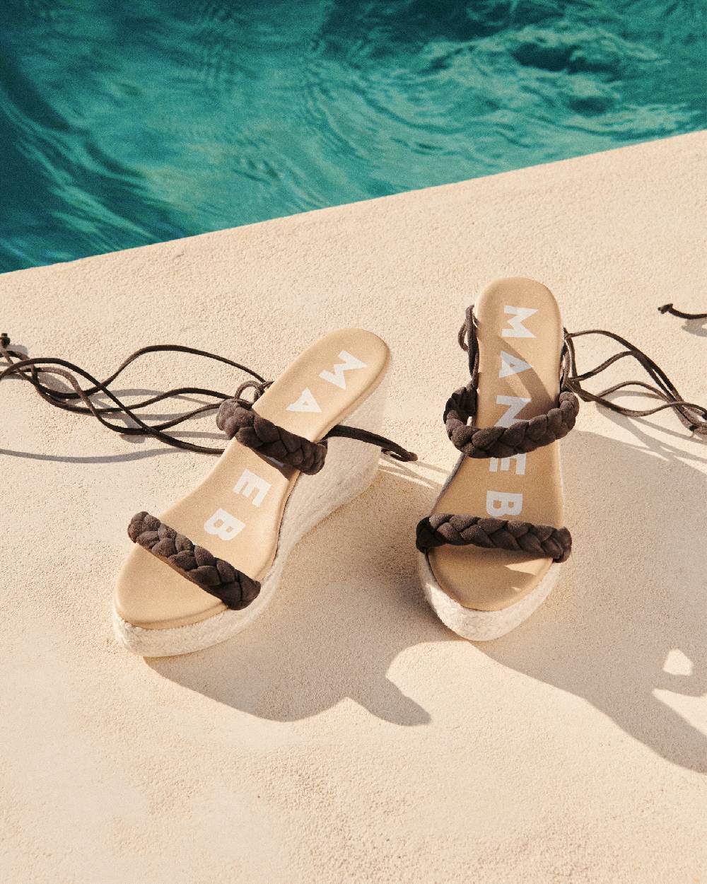 Manebí Soft Suede Two Braided Bands|Wedge Espadrilles - Cocoa Consegna Veloce