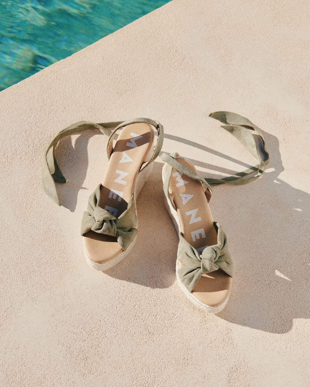 Manebí Soft Suede Wedge Espadrilles|With Knot - Sage Fino Al -60%