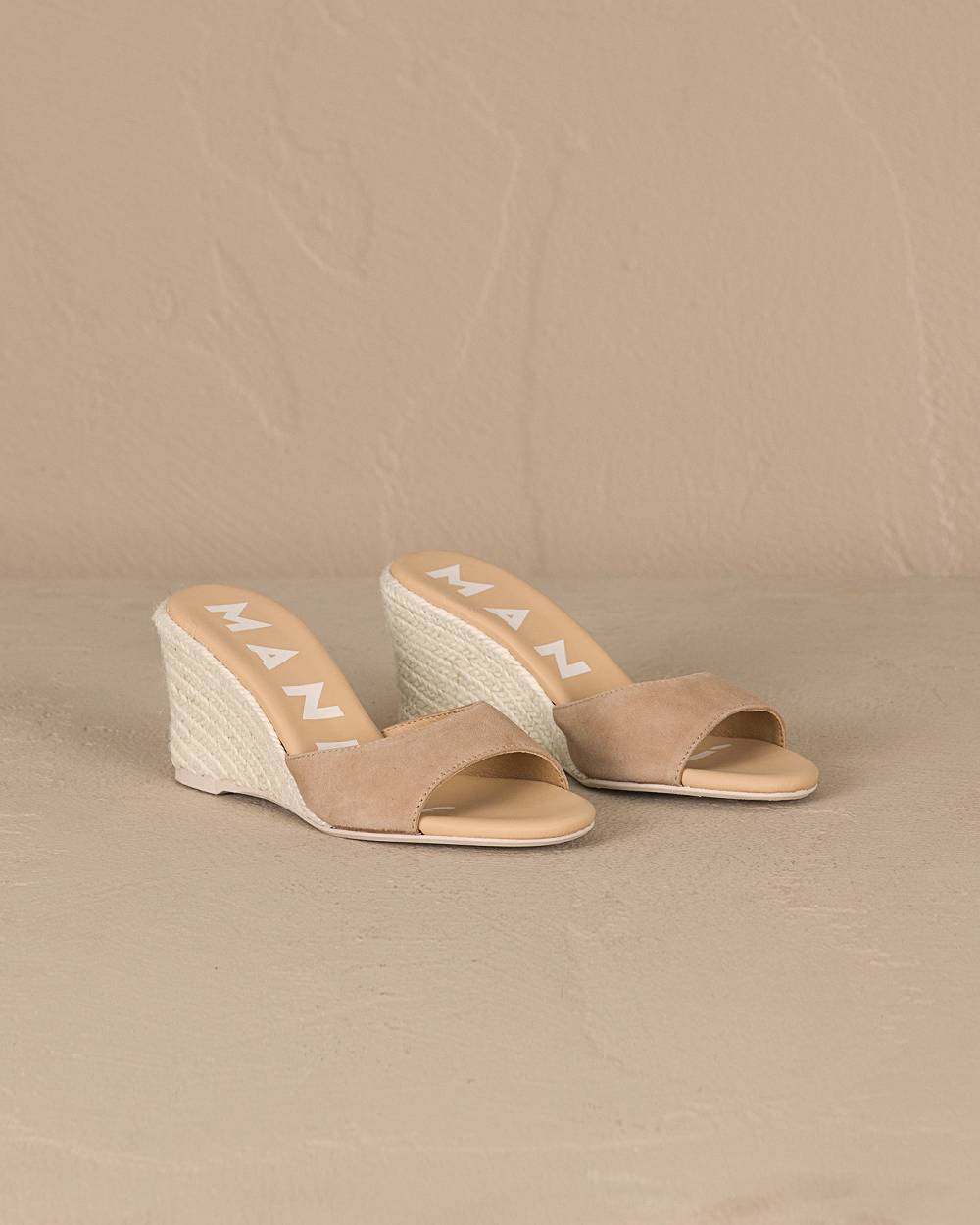 Manebí Soft Suede Mule|Wedge Espadrilles - Vintage Taupe Shopping Online
