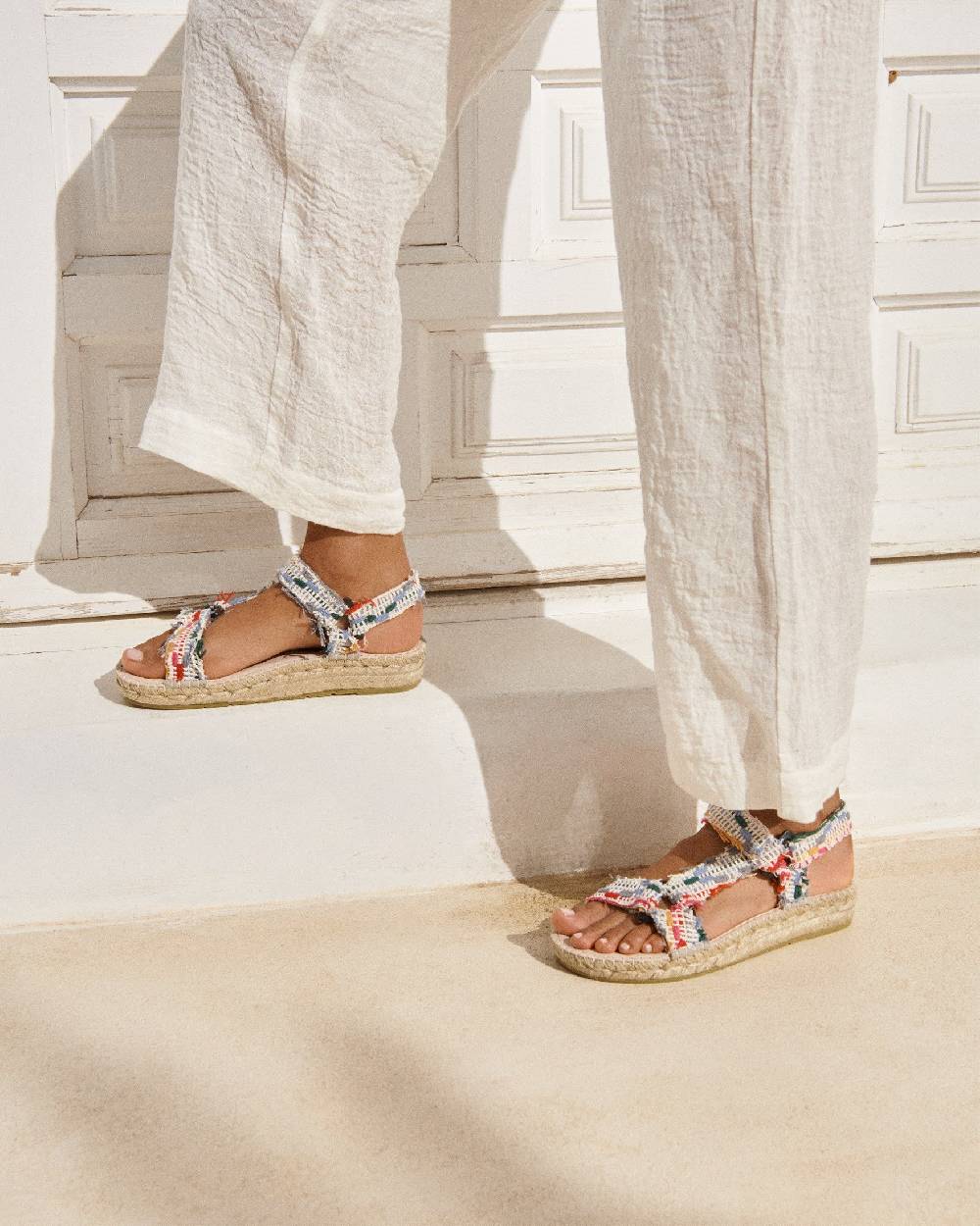 Manebí Cotton Jaquard Hiking Sandals - Multicolor Stripes Prezzo Ridotto