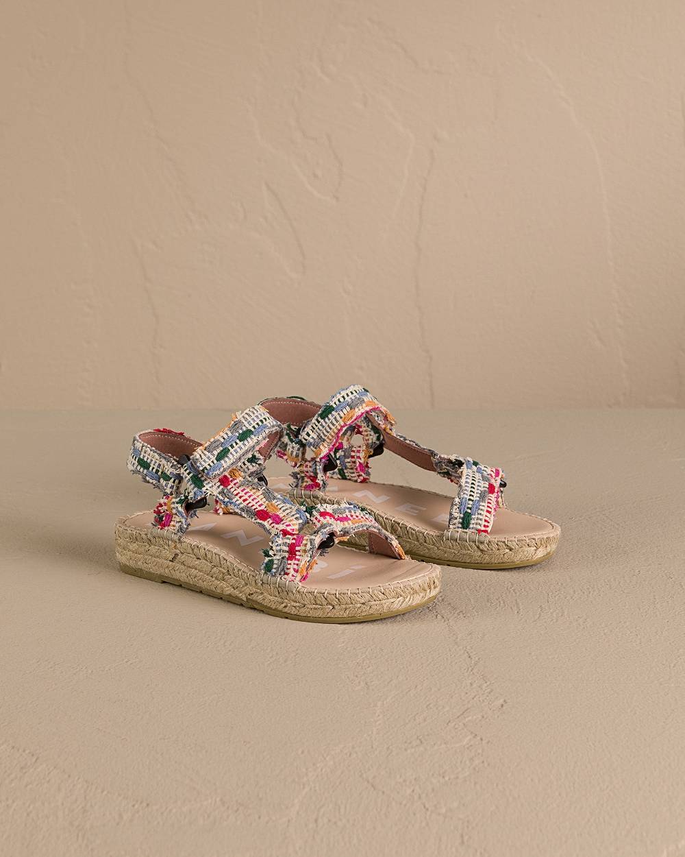 Manebí Cotton Jaquard Hiking Sandals - Multicolor Stripes Prezzo Ridotto