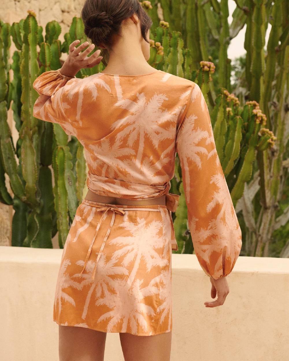 Manebí Printed Cotton Icara Top - Sunbaked \u0026 Cream Pink Maxi Palm Outlet
