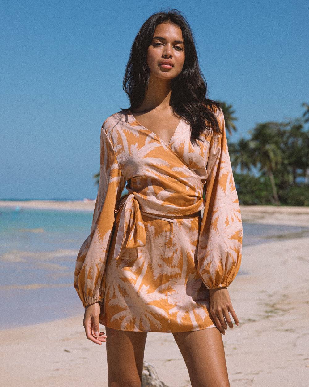 Manebí Printed Cotton Icara Top - Sunbaked \u0026 Cream Pink Maxi Palm Outlet