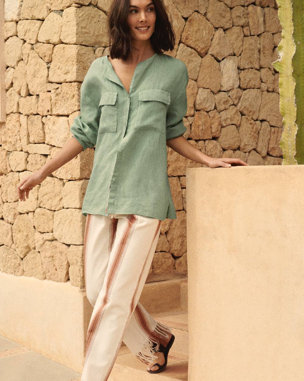 Manebí Linen Valparaiso Shirt - Mineral Green Offerte
