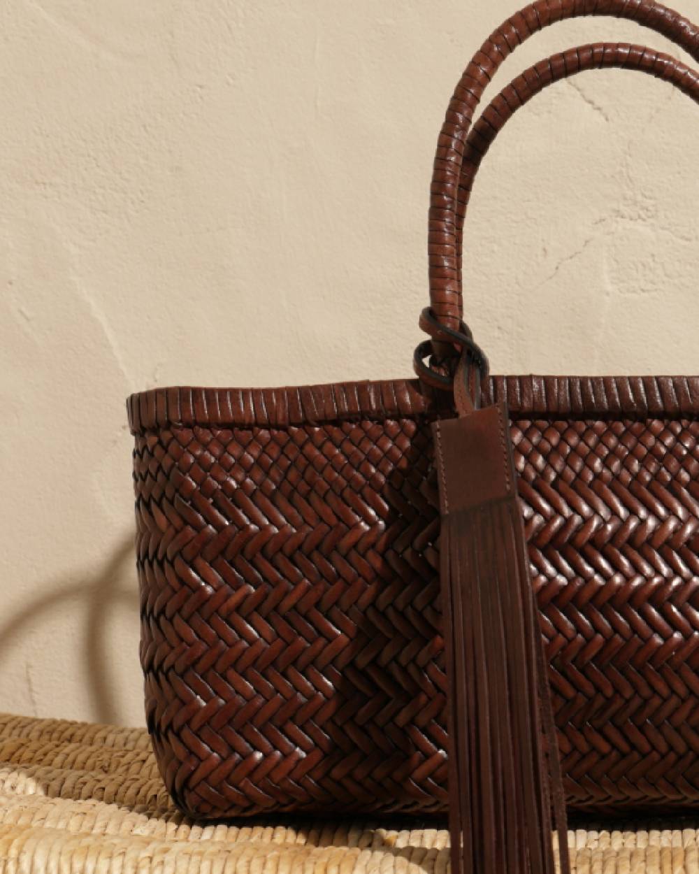 Manebí Borsa Tote Intrecciata in Pelle - Dark Brown Qualità Garantita