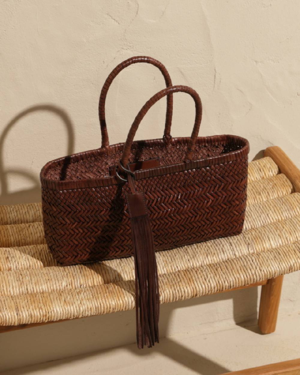 Manebí Borsa Tote Intrecciata in Pelle - Dark Brown Qualità Garantita