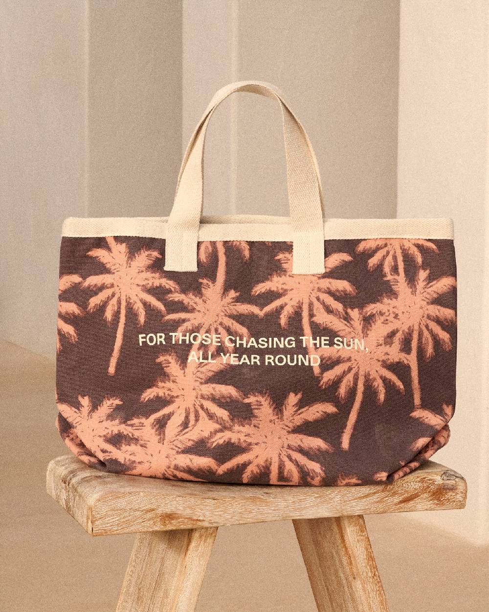 Manebí Canvas California Tote Bag - Cocoa \u0026 Orange Rust Maxi Palm Consegna Veloce
