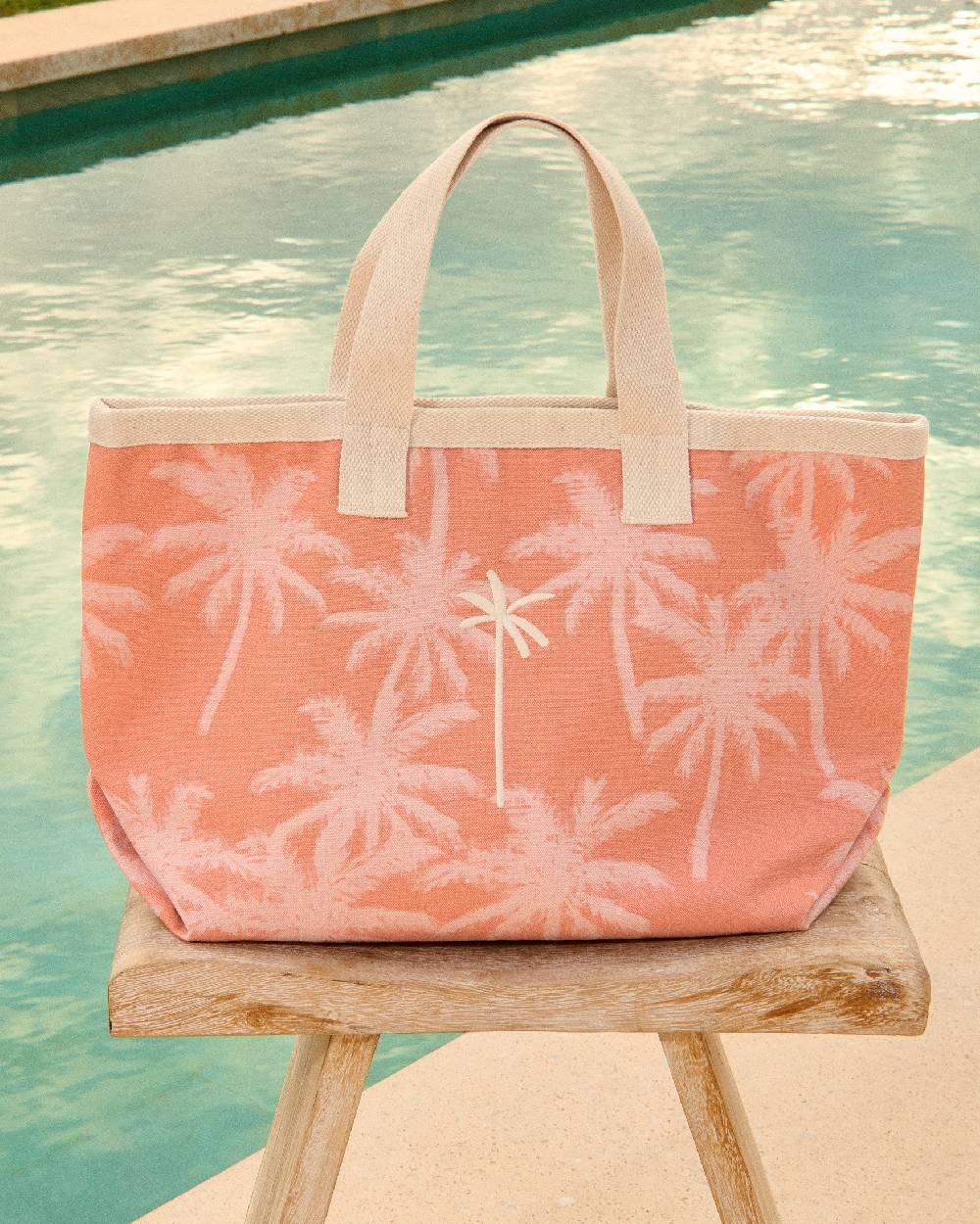 Manebí Canvas California Tote Bag - Sunbaked \u0026 Cream Pink Maxi Palm Promozione Limitata