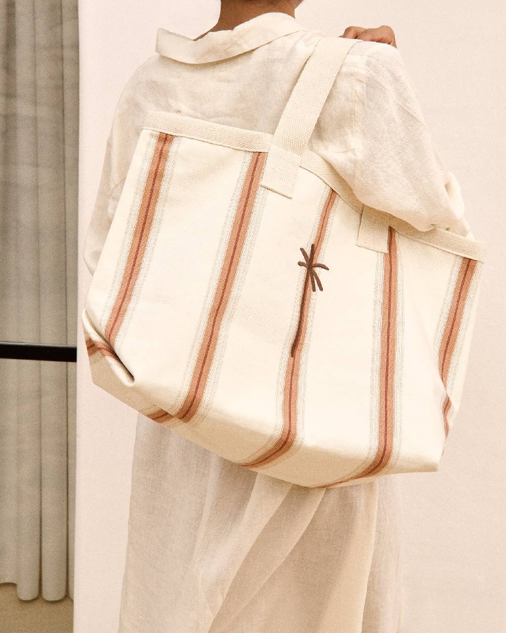 Manebí Canvas California Tote Bag - Cocoa Beige Multistripes Fino Al -60%