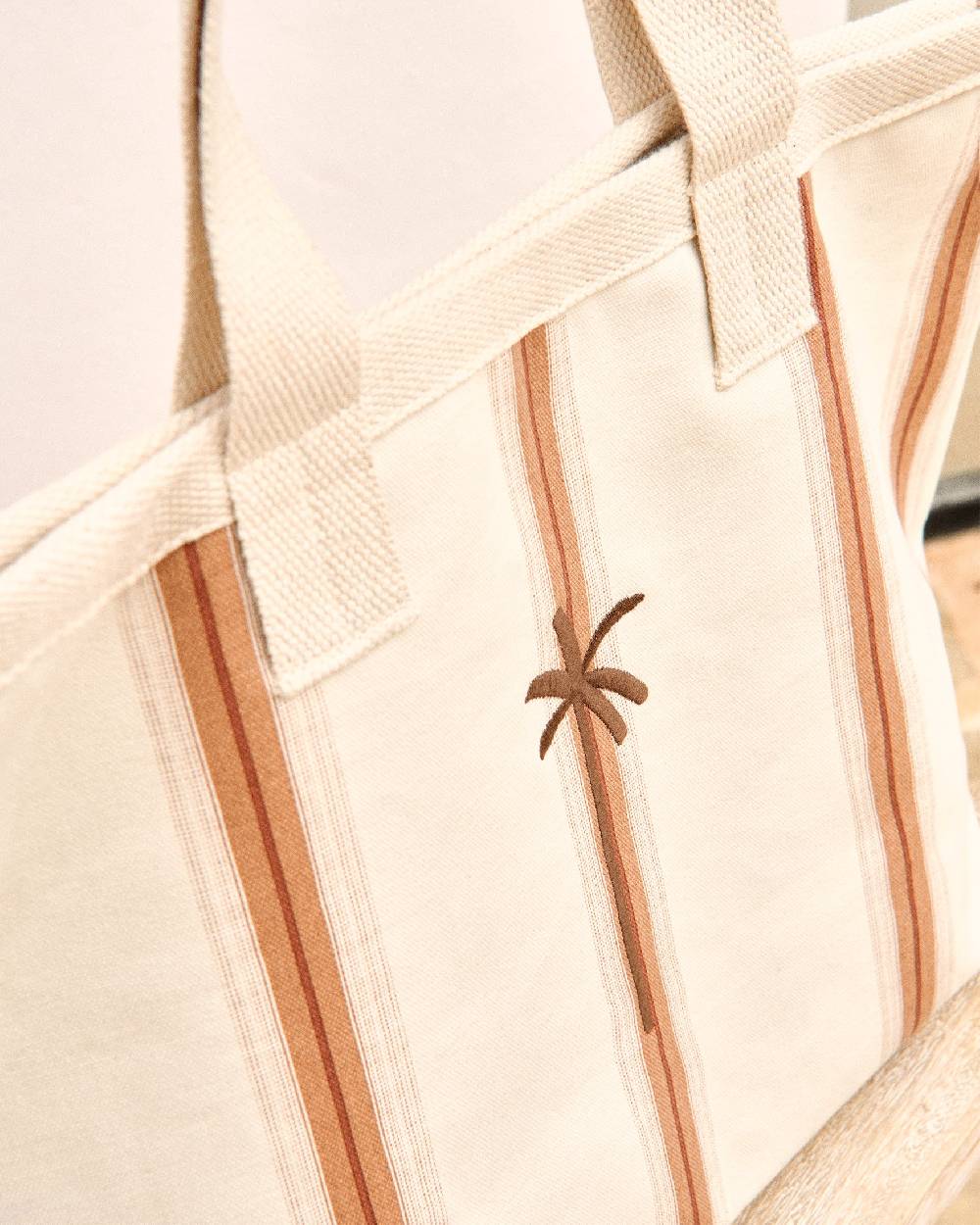 Manebí Canvas California Tote Bag - Cocoa Beige Multistripes Fino Al -60%