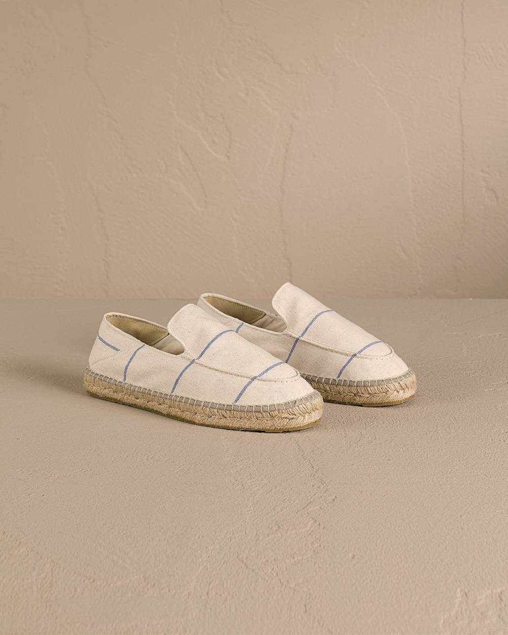 Manebí Woven Canvas|Traveler Loafers Espadrilles - Navy Blue Micro Stripes On Beige Sottocosto