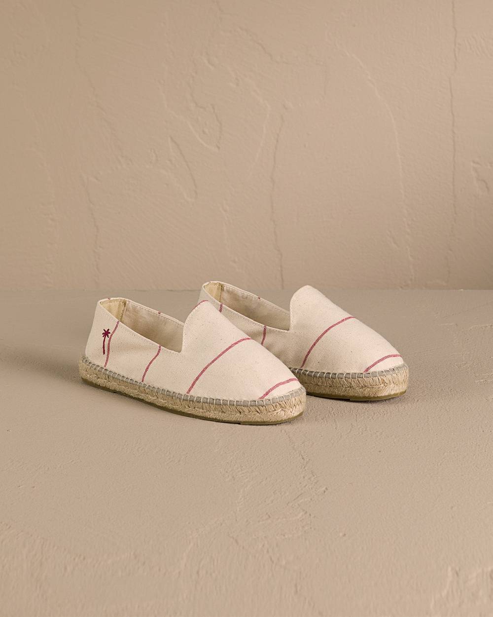 Manebí Woven Canvas Espadrilles - Red Micro Stripes On Beige Convenienza