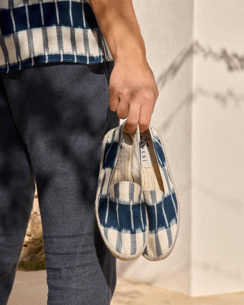 Manebí Dyed Cotton Espadrilles - Navy Blue And Indigo Pattern Sconto