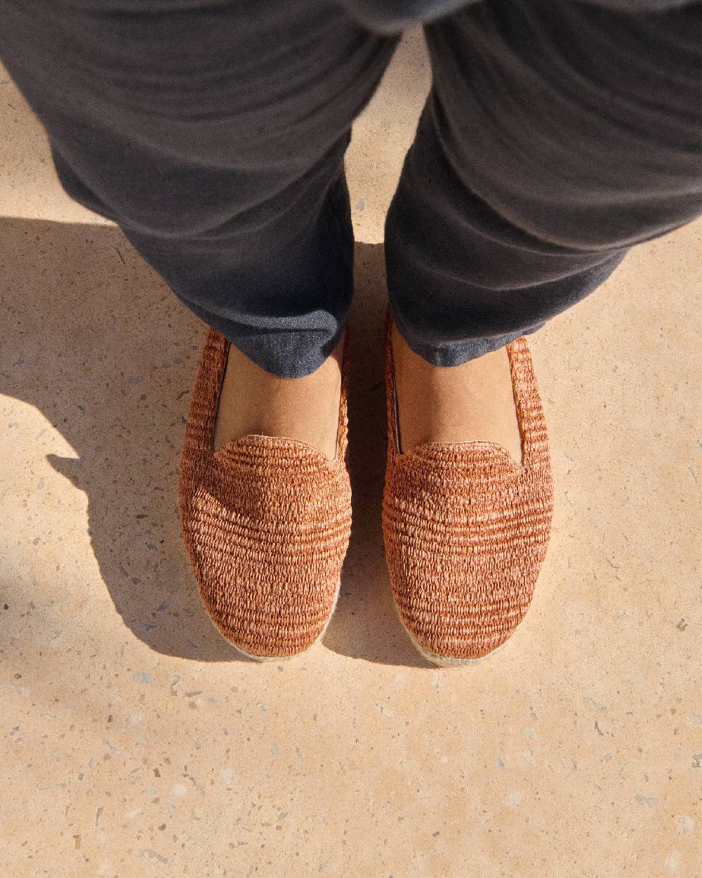 Manebí Raffia Stripes Espadrilles - Yucatán Orange Rust Saldi Di Fabbrica