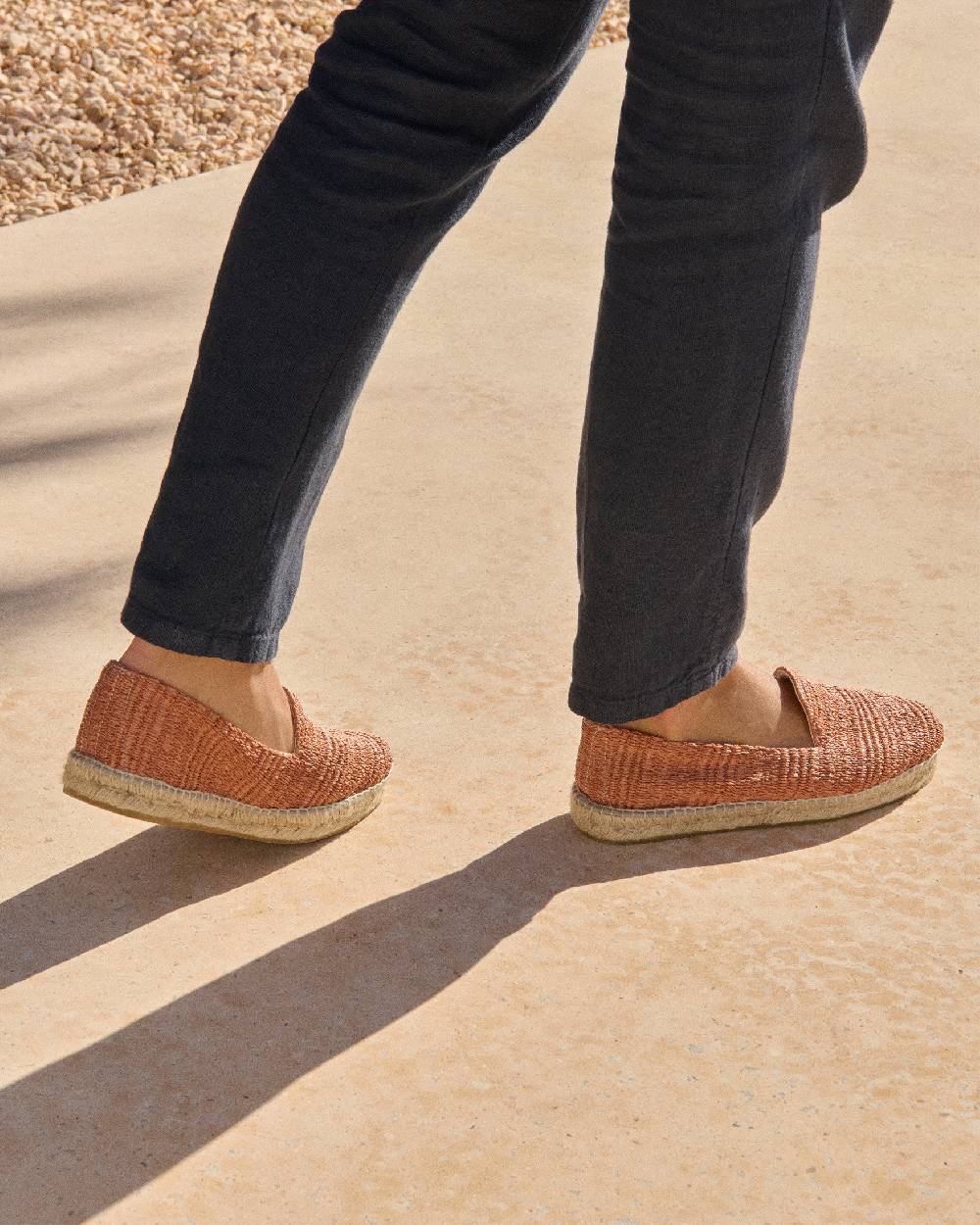 Manebí Raffia Stripes Espadrilles - Yucatán Orange Rust Saldi Di Fabbrica