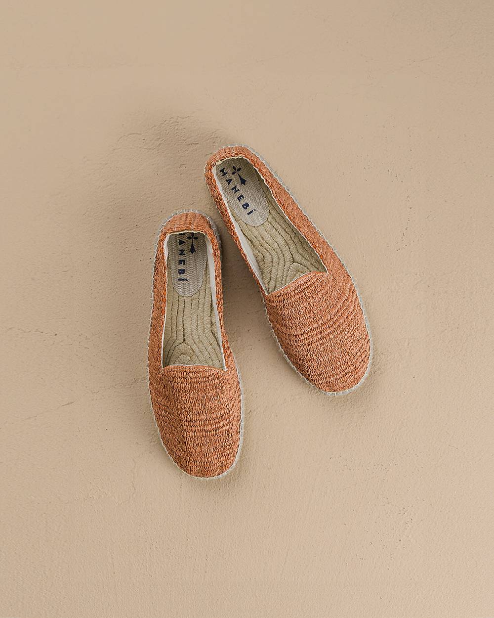 Manebí Raffia Stripes Espadrilles - Yucatán Orange Rust Saldi Di Fabbrica