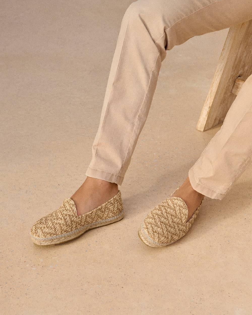 Manebí Raffia Zig Zag Espadrilles - Cream \u0026 Natural I Più Venduti
