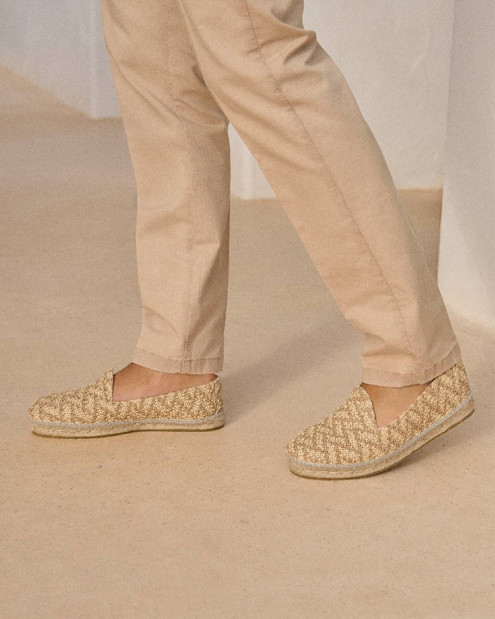 Manebí Raffia Zig Zag Espadrilles - Cream \u0026 Natural I Più Venduti