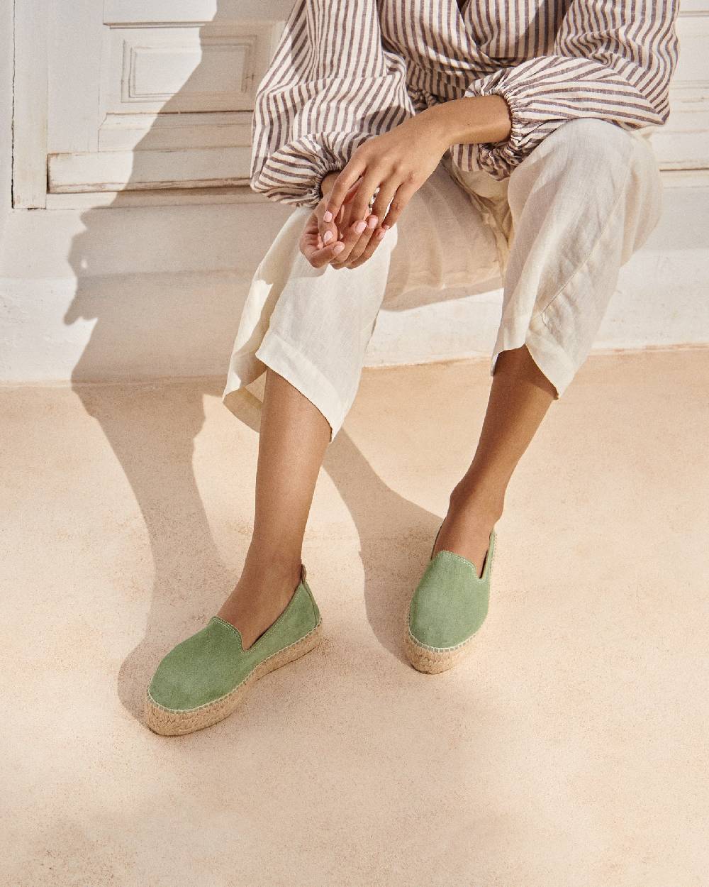Manebí Suede Double Sole Espadrilles - Hamptons Sage Nuovo
