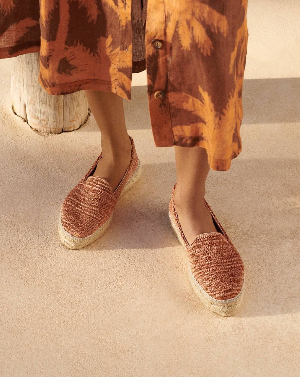 Manebí Raffia Stripes Double Sole Espadrilles - Yucatán Orange Rust Qualità