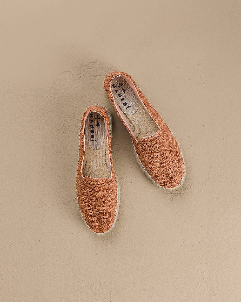Manebí Raffia Stripes Double Sole Espadrilles - Yucatán Orange Rust Qualità