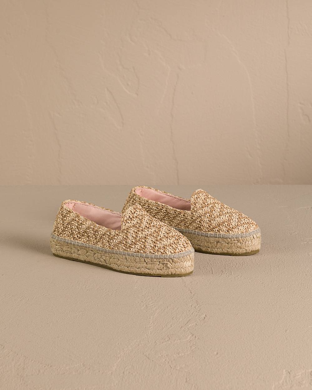 Manebí Raffia Zig-Zag Double Sole|Espadrilles - Cream \u0026 Natural Vendita