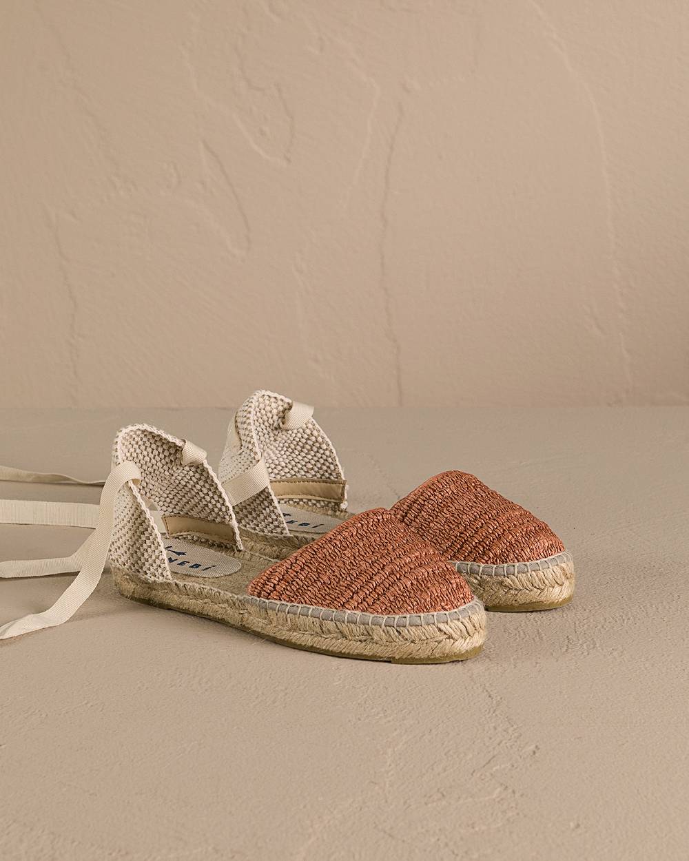 Manebí Raffia Stripes Flat Valenciana Espadrilles - Yucatán Orange Rust Promozione
