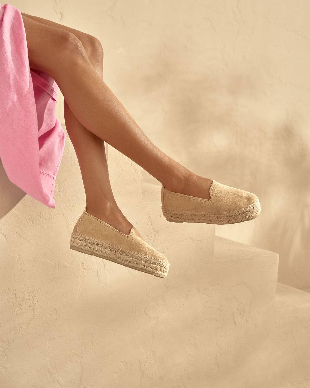 Manebí Espadrillas con Doppia Suola - Hamptons - Champagne Beige Qualità Garantita