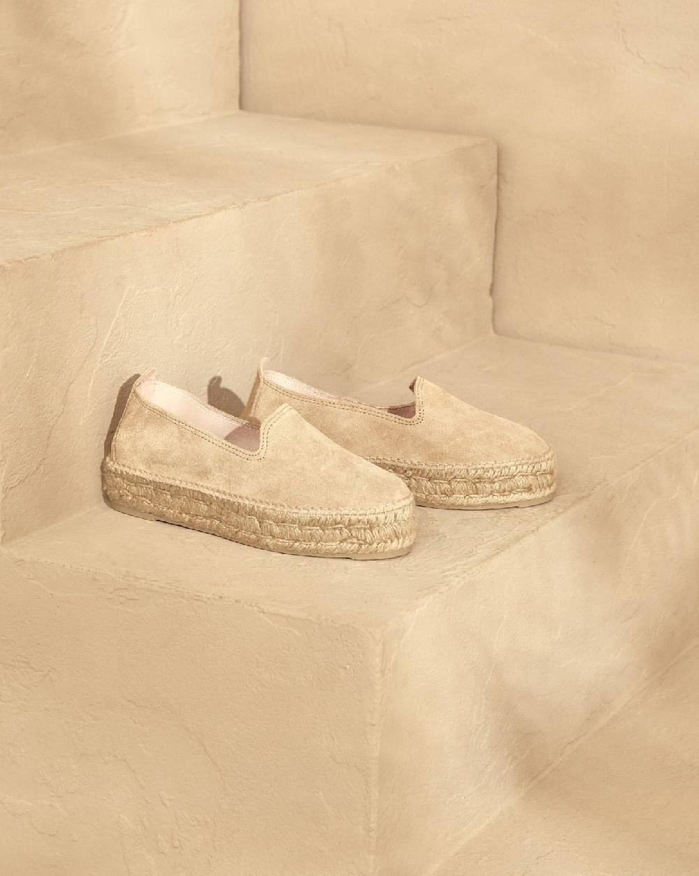 Manebí Espadrillas con Doppia Suola - Hamptons - Champagne Beige Qualità Garantita